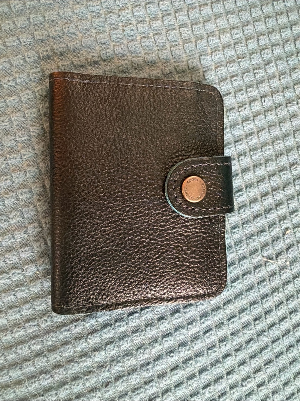 Portland Leather Black Pebbled Leather Wallet with Gold Snap - Picture 8 of 8
